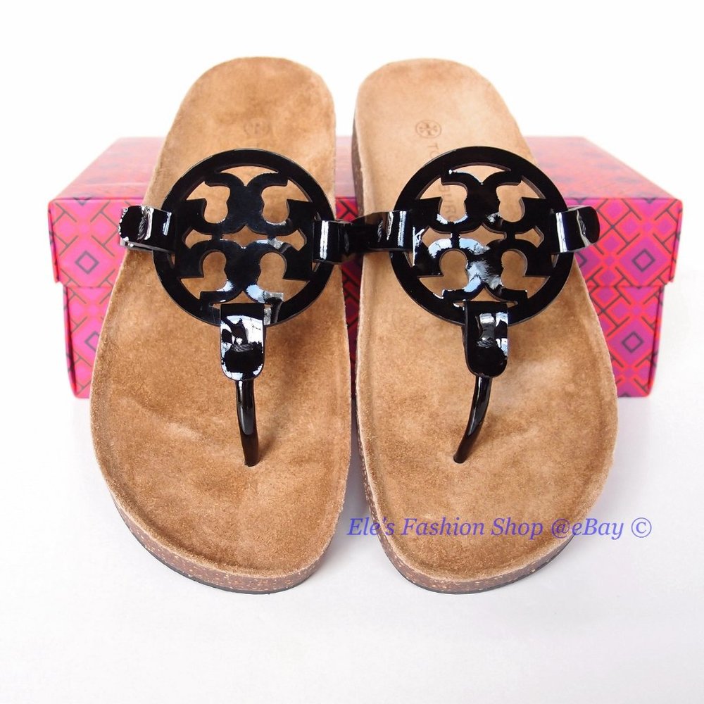 ❤️ NIB Tory Burch Miller Cloud Patent Leather Sandal Black US 10.5 AUTHENTIC - Picture 5 of 15